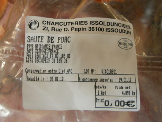 Porc servi le vendredi 13 janvier 2012