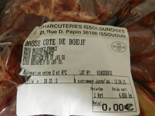 Boeuf servi le vendredi 30 mars 2012