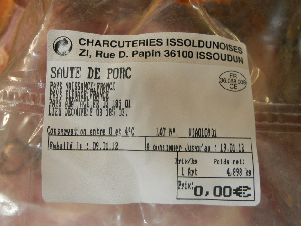 Porc servi le vendredi 13 janvier 2012